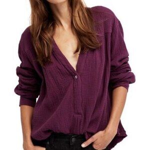Free People Purple V-Neck Top